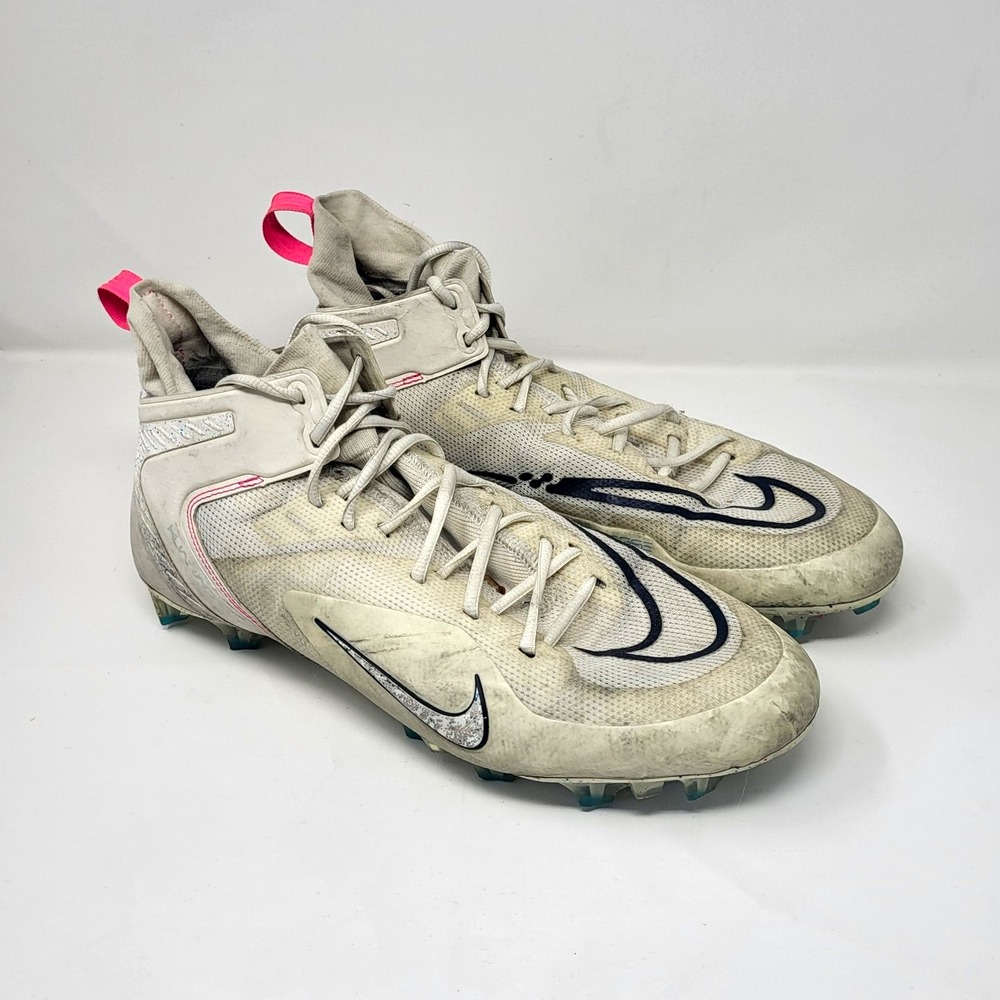 Nike Freak 3 Football LaCrosse Cleats White Pink Pull Tabs US 13 Medium (D, M)